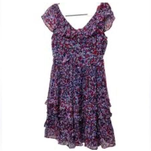 Draper James Blue and Red Ruffled Tiered Dress size 8, new with tags - Picture 3 of 11